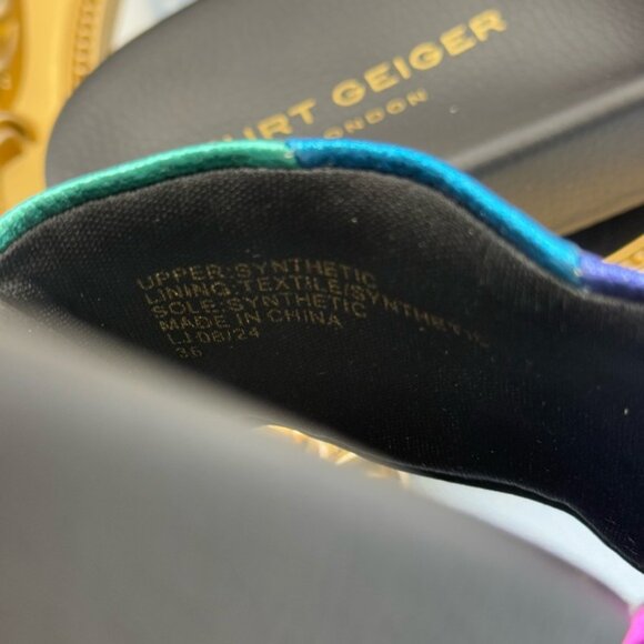 🆕 KURT GEIGER LONDON 🧿 NWOT Meena Eagle Metallic Pool Slide - Size 36 US 6 - Picture 12 of 15